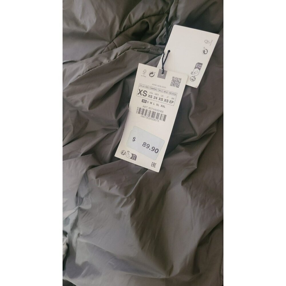 NEW ZARA Green Hooded DOWN COAT JACKET Puffer ZARA HOODED P REF 8073 726 SIZE XS - Picture 9 of 9